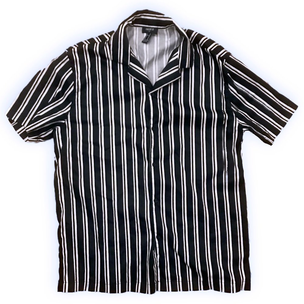 Cuban Collar Striped Shirt
